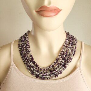 multi-strand beaded choker necklace